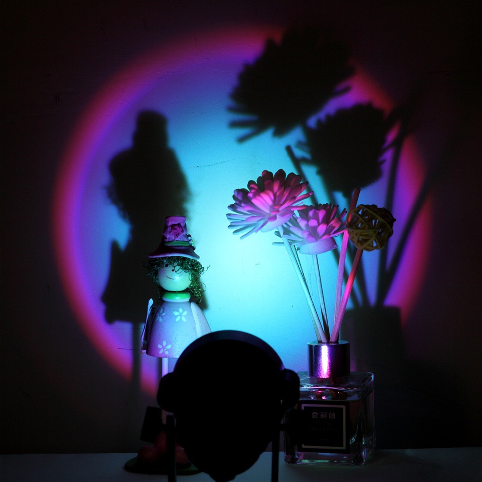 Lampada di proiezione al tramonto luci notturne a LED lampada al tramonto arredamento camera da letto USB arcobaleno proiettore atmosfera per la decorazione della barra di casa luce: 2