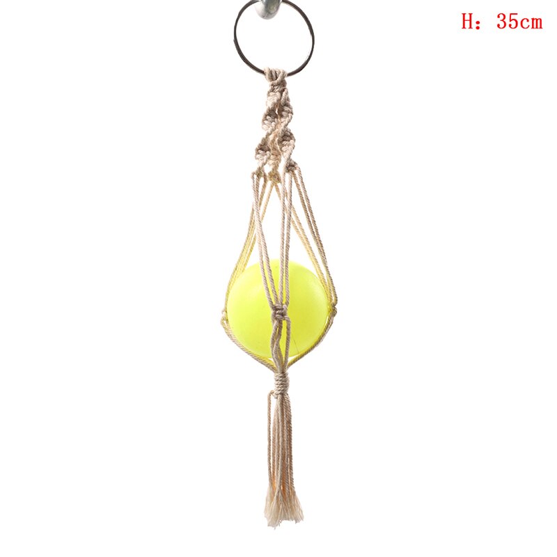Vintage macramé plantenhanger haak bloempothouder 4 poten touw hangend touw muur huis tuin balkon decoratie mand: H