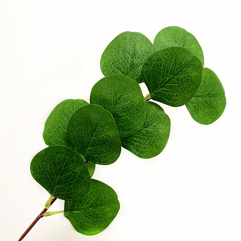 1 pçs folhas de eucalipto artificial hastes ramos eucalipto plantas artificiais para buquês de flores decoração do feriado do casamento vegetação: xdks-269