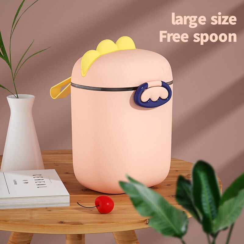Milk Powder Box Baby Milk Powder Portable Cute Pig Food Storage Box Essential Cereal Infant Toddle Snacks Container No Bpa: L orange dinosaur