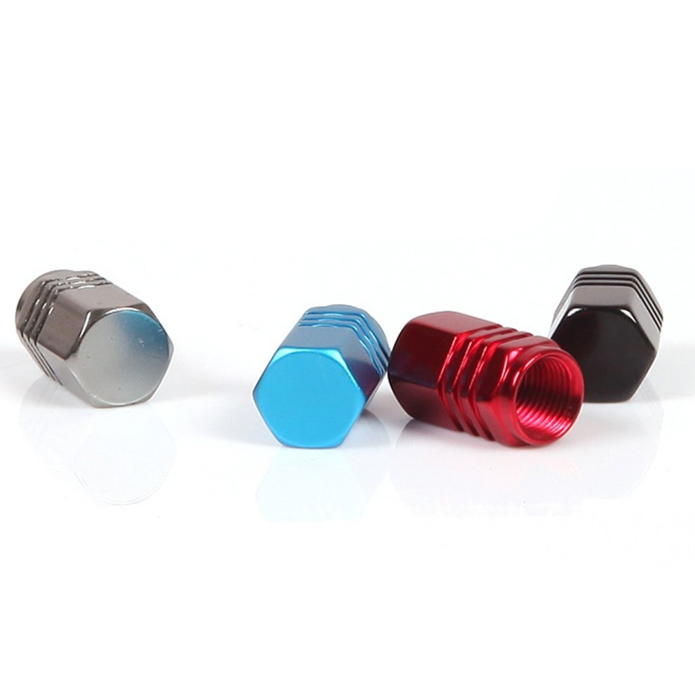 Colorida tapa de válvula de llanta de aleación de aluminio, a prueba de polvo para automóviles, válvula de rueda neumático hexagonal, tapas, accesorios decorativos para automóviles