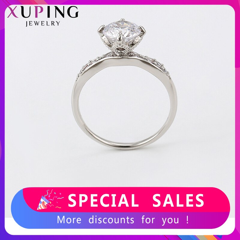 Xuping Jewelry Romantic Unique Round Shining Rhodium Color Plated Ring for Girls Wedding Special 15956