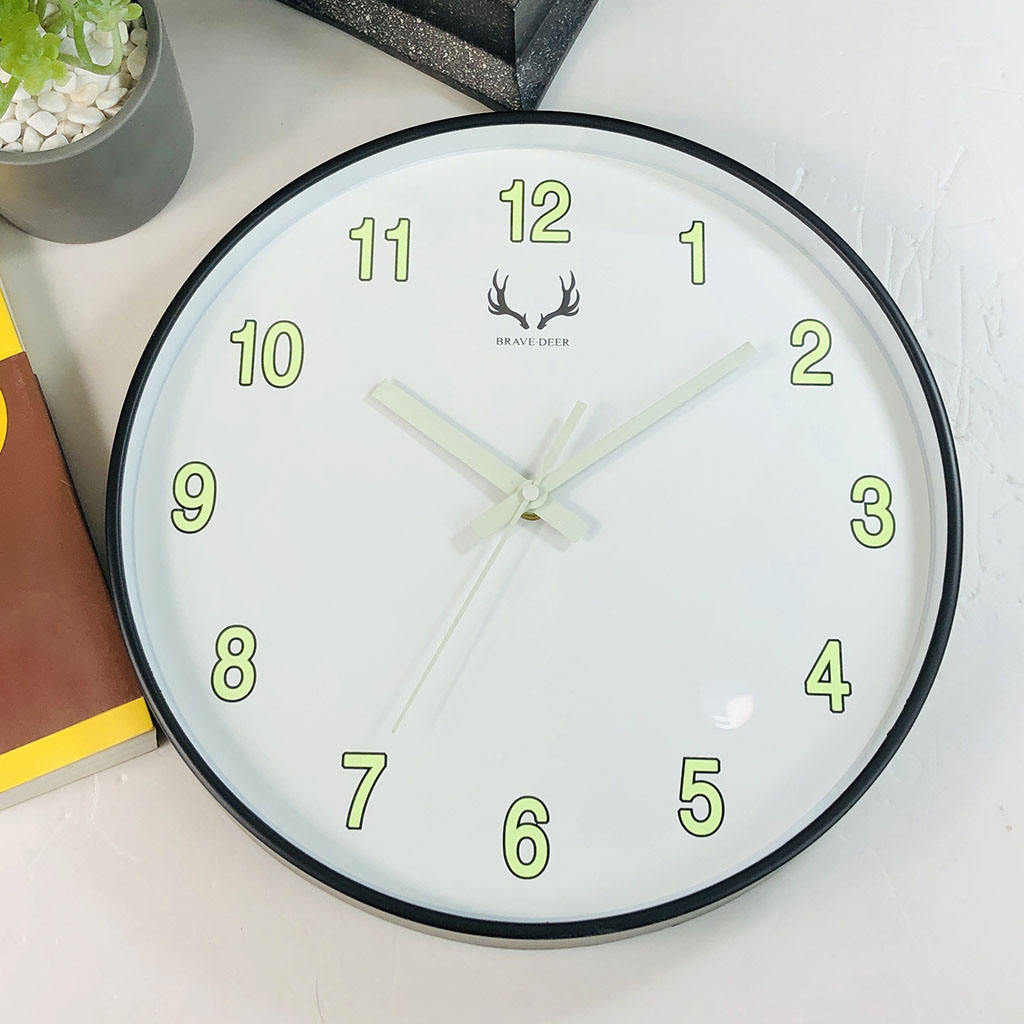 12" Night Light Wall Clock Silent Non-Ticking Arabic Numbers , Easy Install