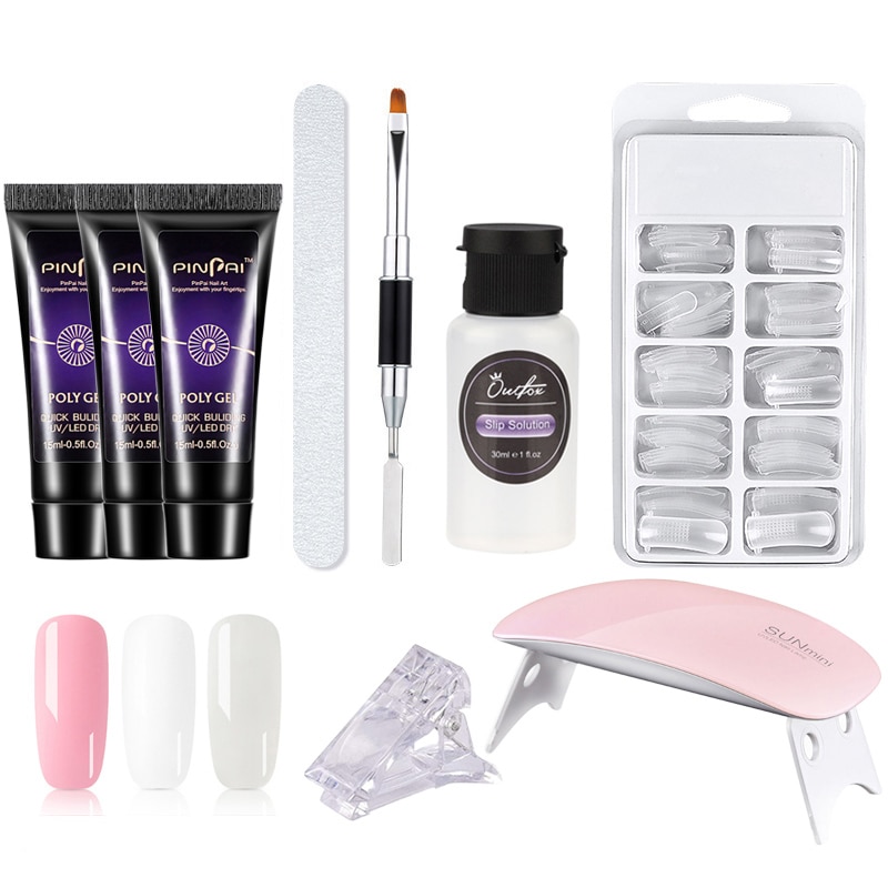 Poly Nagel Gel Kit Mit UV Lampe Für Verlängerung Set Maniküre Acryl Hybrid UV Gel Polnischen Kunst Lack Set Schnell builder Permanant
