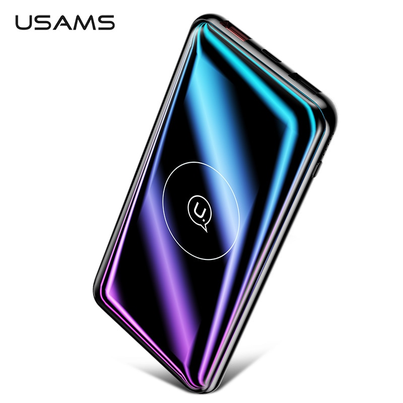 USAMS QI Wireless Power Bank 10000mAh QC3.0 PD 18W Schnelle Lade Tragbare Aufladen Power Externe Batterie Für Xiaomi samsung