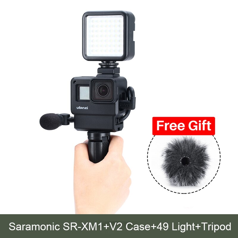Saramonic sr -xm1 3.5mm trådløs mikrofon gopro vlog videomikrofon til gopro helt 7 6 5 dslr kameraer dji osmo handling osmo lomme: Med  v2 lett stativ