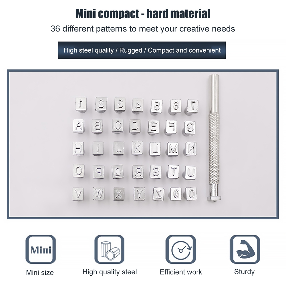 36 Stks/set Engels Brief Alfabet Nummers Stempelen Punch Set Metalen Lederen Tool Lederen Craft Alfabet Stempels Graveren Tool Set