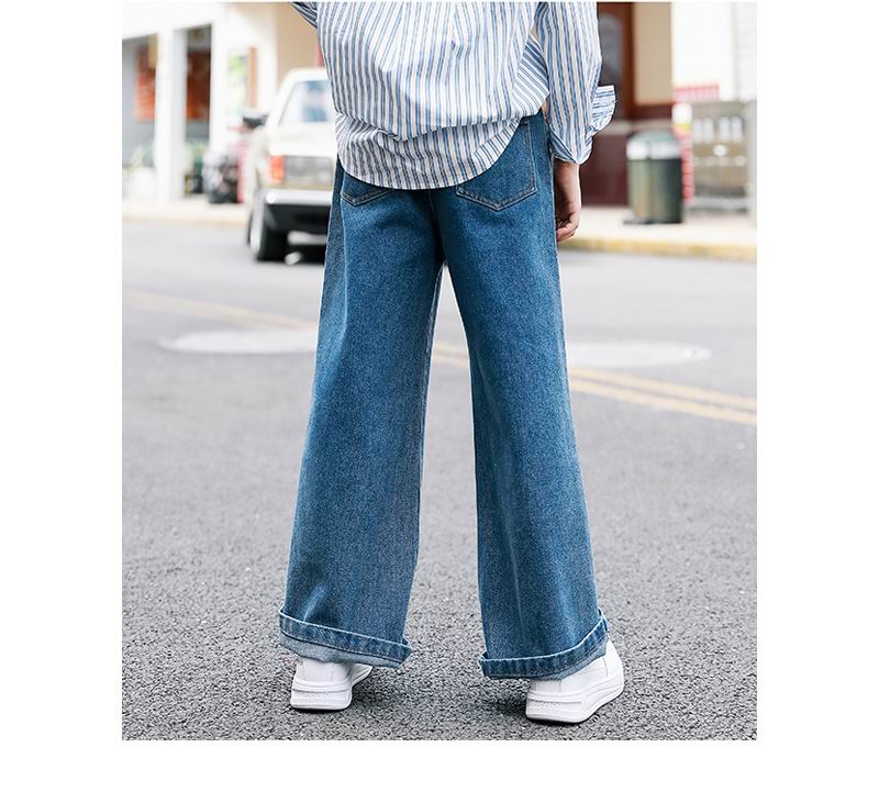 Pantalones vaqueros para chicas adolescentes otoño azul suelto Casual niñas pantalones vaqueros largos pantalones vaqueros niños 5-15 años E22108