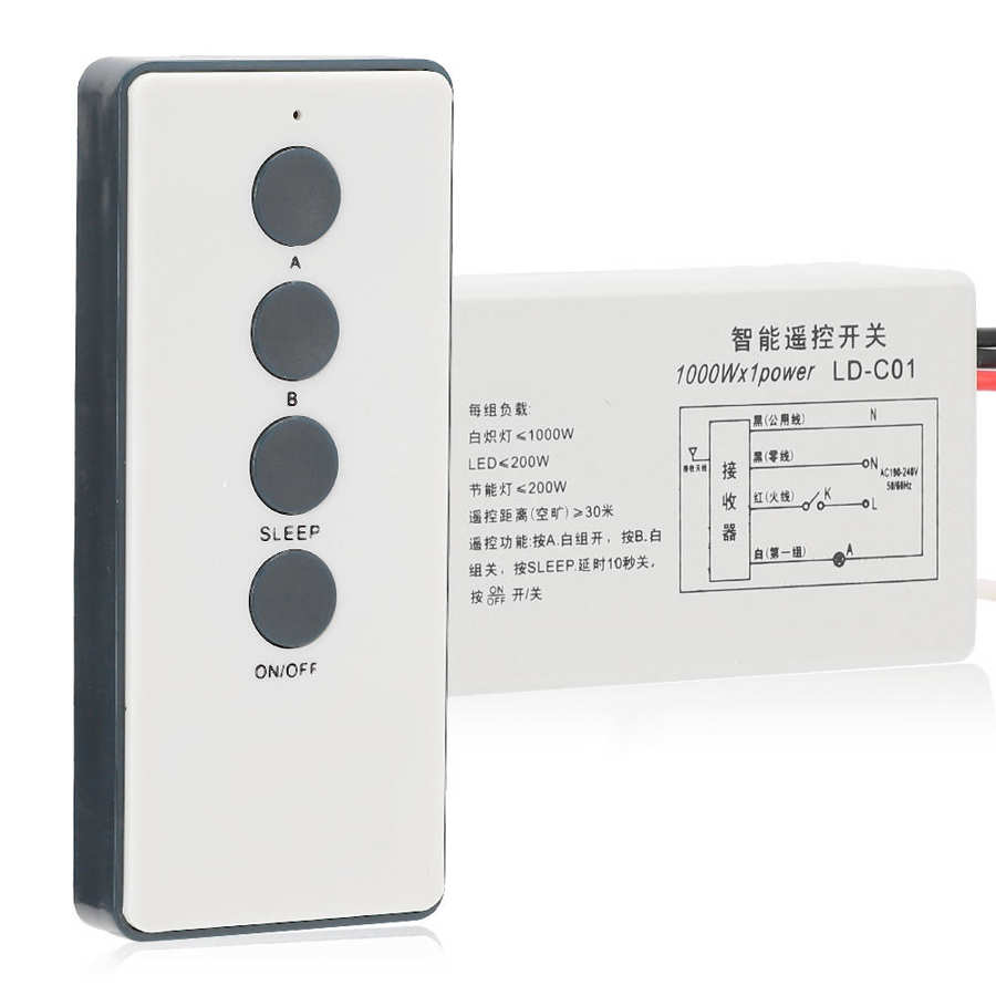 Light Wall Switch 220V 2 Way On/Off Digital Smart Wireless Wall Remote Control Switch( ) Wireless Remote Switch