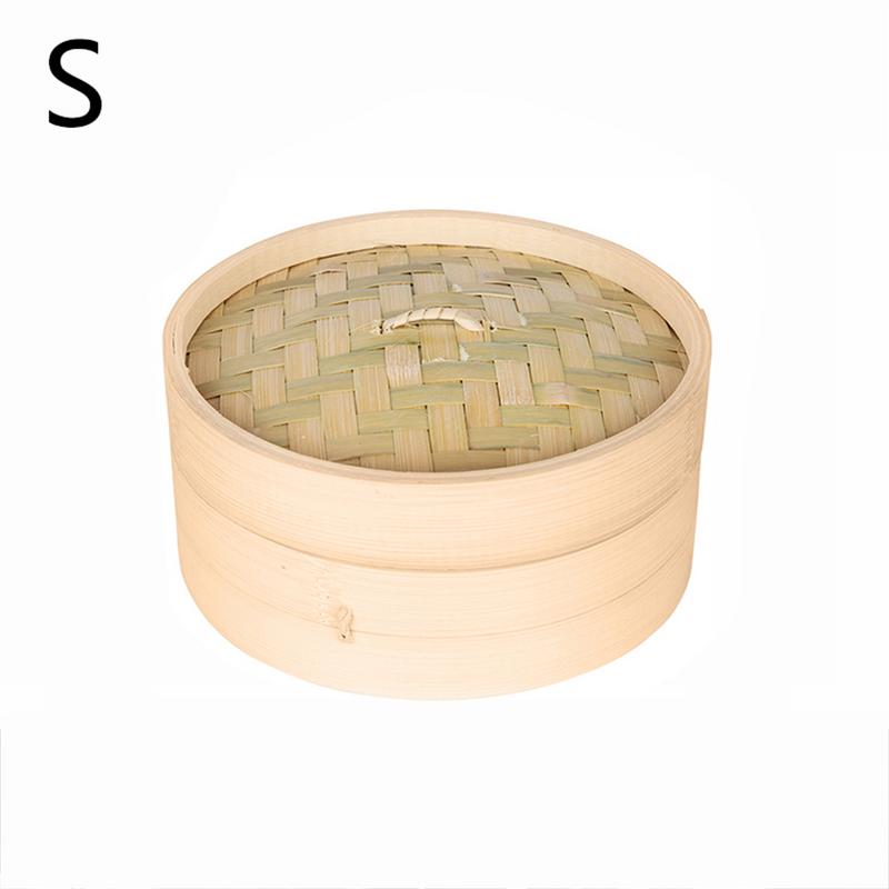 Vaporera de bambú con cubierta, cesta de vapor para aperitivos, pescado, arroz y verduras, vaporera de cocina, utensilios de cocina con calefacción: 15cm