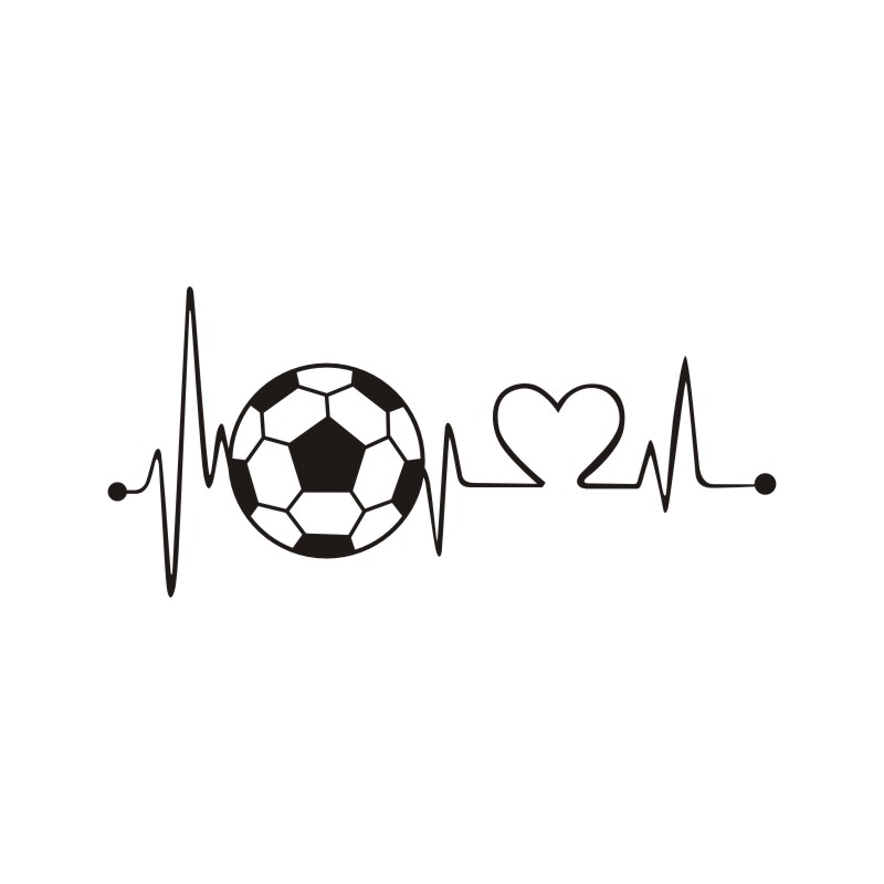 Fodbold heartbeat vægmærkat klistermærke til stue soveværelse baggrund vægdekoration kunst væg mærkat  t200602