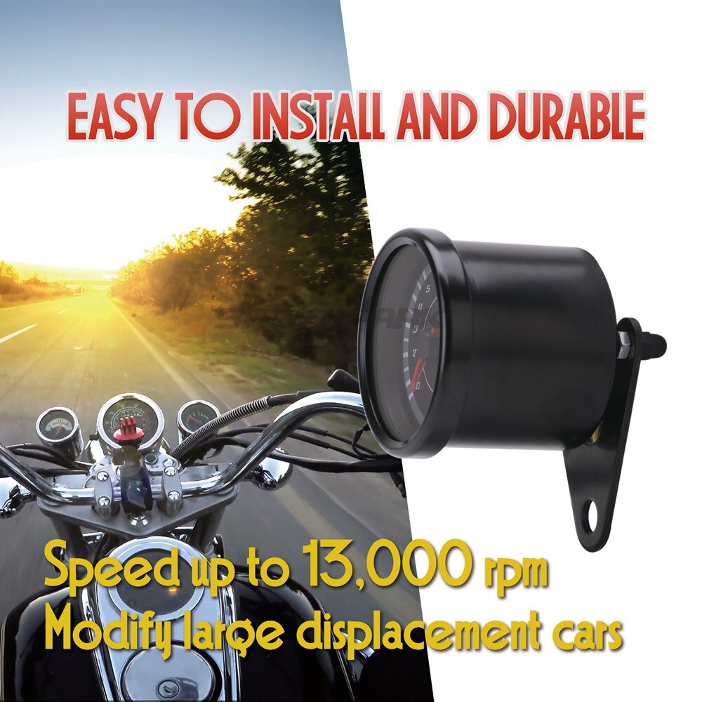 12V Universal Motorcycle Tachometer Tacho Gauge Speedometer with LED Backlight Night Light Motorbike Moto Instrument Accessories