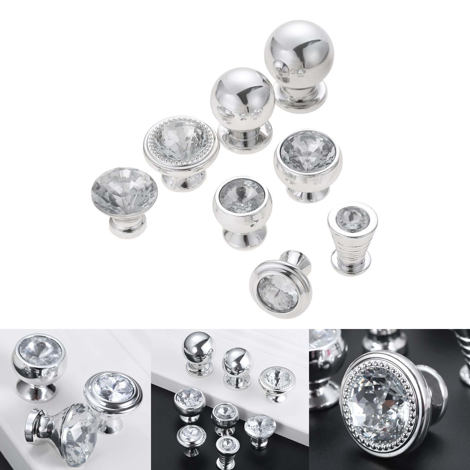 1Pc Clear Diamond Vorm Knop Enkele Poort Pull W/Schroef Plastic Crystal Gem/Bal Vorm Handvat Meubels lade Kast Kledingkast
