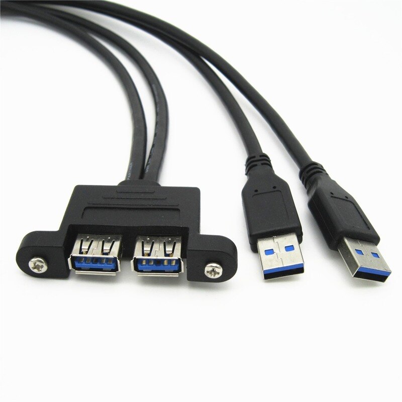 Hoge Snelheid Dual Port Usb 3.0 Man-vrouw Schroef Lock Panel Mount Uitbreiding Uitbreiding Bezel Datakabel Cord 0.3M/0.5M/1M/1.5M