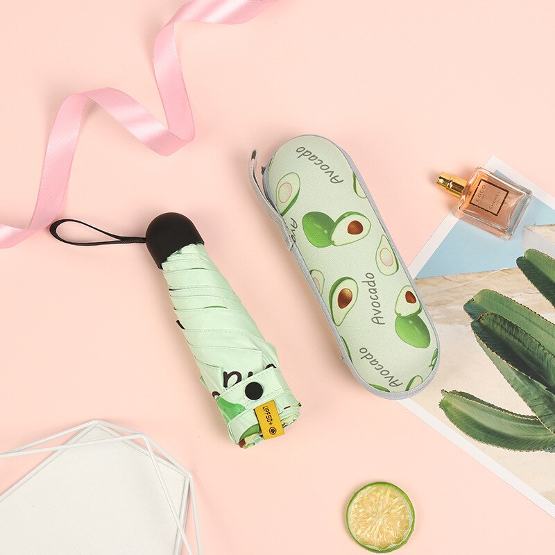 Mini paraguas plegable con forma de cápsula para mujer, sombrilla de protección solar Anti-UV UPF50, sombrilla plegable para mujer: Avocado