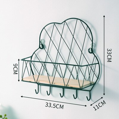 Nordic Iron Veranda Sleutel Opslag Decoratie Plank Muur Geperforeerde Muur Ornamenten Hanger Ornamenten Opbergrek: B