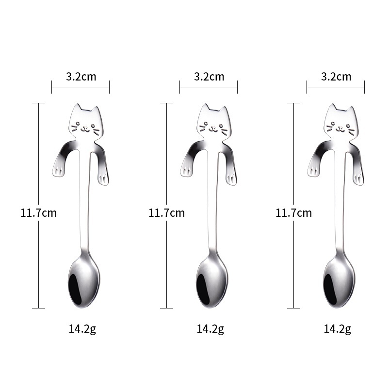 1/3/6PCS Cute Cat Spoon Long Handle Spoons Flatware Drinking Tools Kitchen Gadgets