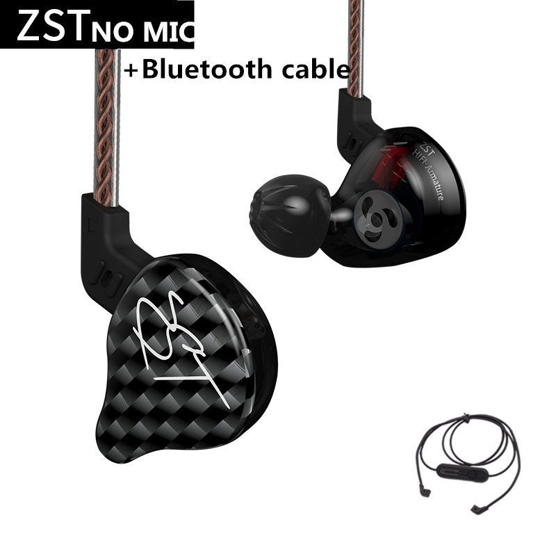 KZ-auriculares ZST DD + BA de graves pesados, cascos HiFi de 4 núcleos con Control de música, cable Bluetooth reemplazable ZSN AS10 ES4: black BT