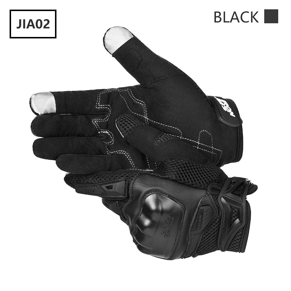 IRON JIA'S-gants de Moto d'été pour hommes, respirant, équipement de protection pour motocyclette, pour motocyclette, à écran tactile: Black / L