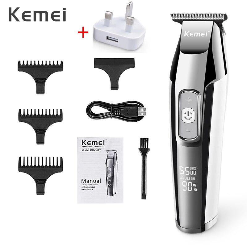 Kemei Haar Haarschneidemaschine für Männer Elektrische Haar Trimmer Haarschnitt Maschine LCD Digital DIY Haar Styling Werkzeuge Barbier Schermaschinen: Nein Kasten-UK Stecker