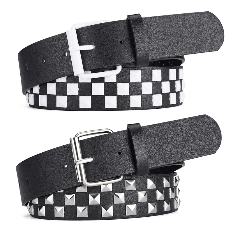 Vitt bälte med spänne, hiphop-punk, trendigt all-match-bälte för kvinnor, accessoarer för  y2k flickor, rosa pu-midjeband