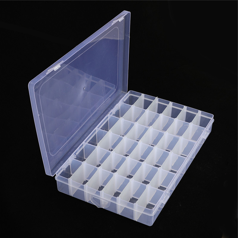 Justerbar 36 rutnät förvaringslåda för broderi floss spolar korsstygn örhänge pärla hållare väska arrangör behållare låda