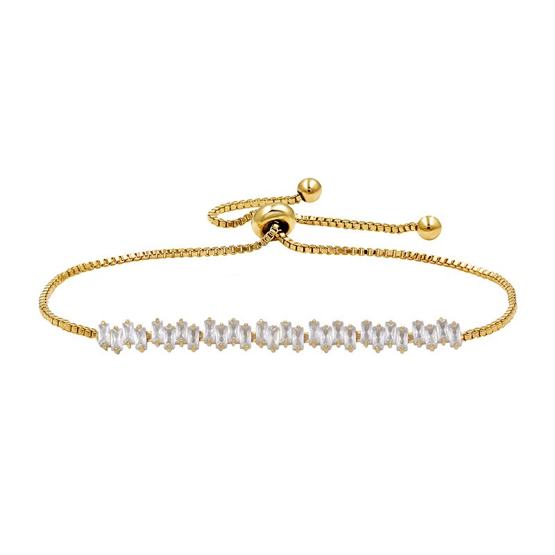 WEIMANJINGDIAN Brand Cubic Zirconia CZ Crystal Adjustable Bracelets for Women or Wedding Brides: Champagne Gold