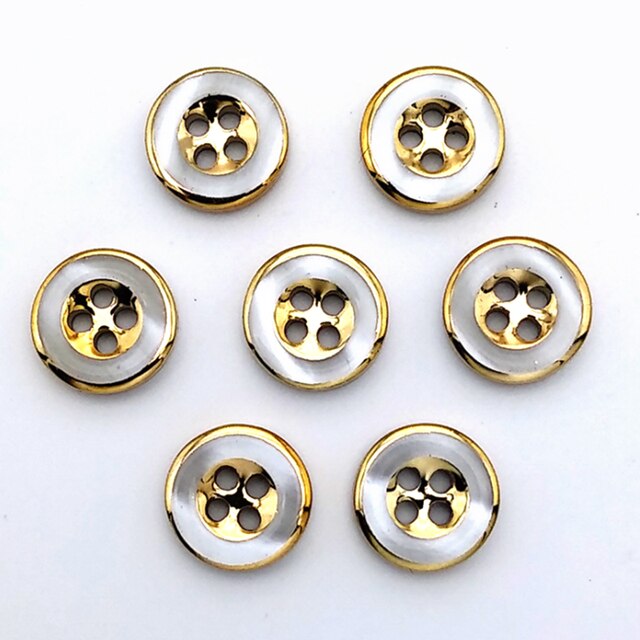 HL-Botones de camisa para hombre y mujer, botones galvanizados de resina con borde dorado, 4 agujeros, accesorios de costura para ropa DIY, 11,5mm, 50 piezas: 12