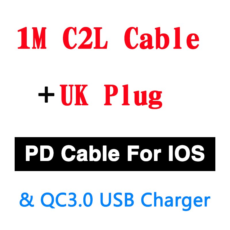 Carga rápida 3,0 QC PD cargador 20W USB tipo C la carga rápida para iPhone 12 Pro Max 11 Pro Max XS 8 Xiaomi HUAWEI QC3.0: UK C2L