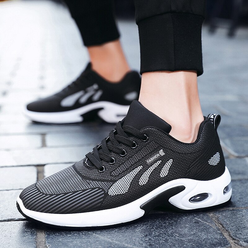 Air skor herr herr skor vinter herr fritidsskor svarta sneakers herr andas snörning non-läder fritidsskor