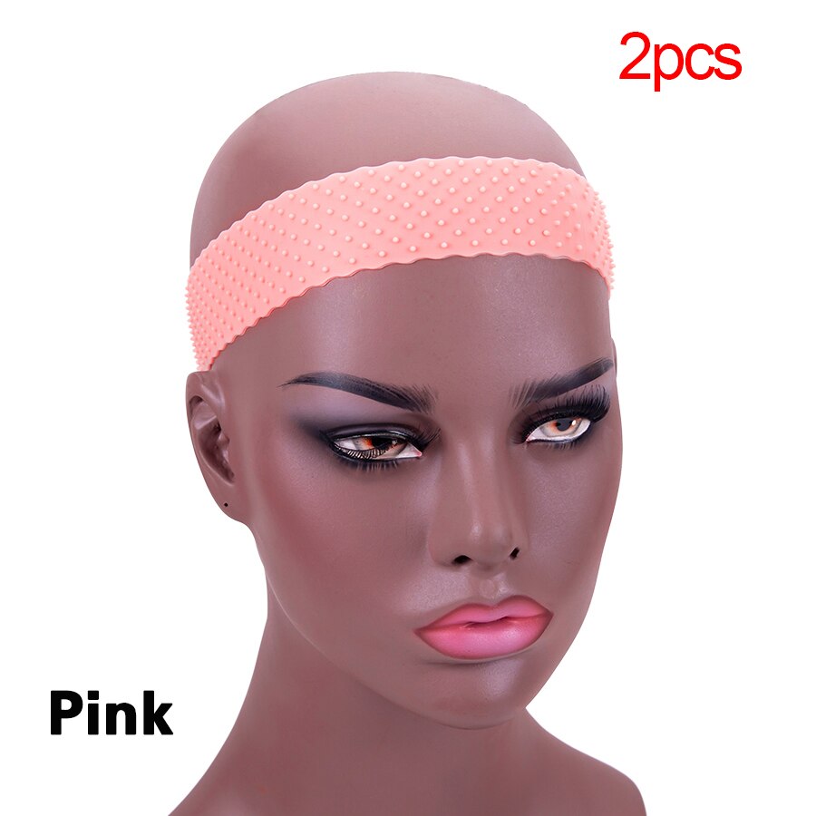 Stirnband Perücke Zubehör Silikon Band Für Perücke Einstellbar Silikon Stirnband Für Perücken Frauen Haar Band Transparent Gummi Haar: 2pcs-pink