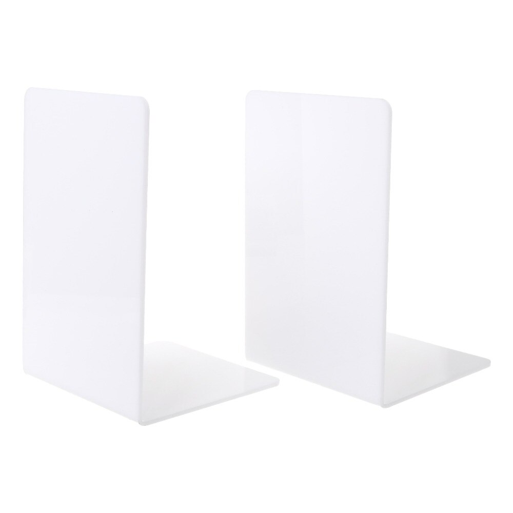 2 st vit akryl bokstöd l-formad skrivbord arrangör skrivbord bokhållare skolpapper kontors tillbehör