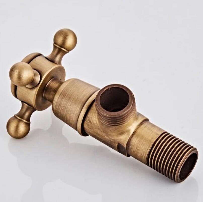 Antique Brass Triangle Valve Water Control Valve Bathroom Tap Water Valve 1/2*1/2 Brass One In Two Out Angle Valve