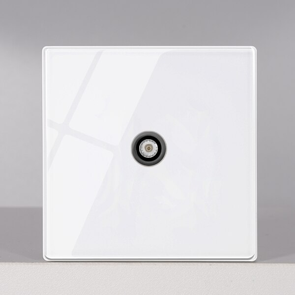 KAMANNI Luxury Light Switch General Standard Crystal Tempered Glass 2Gang 2 Way Switch White Push Botton wall Switches 220V: TV socket / 1 way