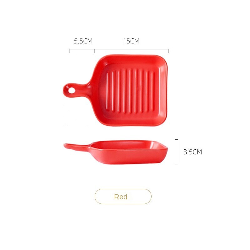 Prosty kolor nordycki szkliwione ceramiczne blacha robić pieczenia kreatywny uchwyt zachodniej taca gastronomiczna strona główna taca śniadaniowa piekarnik makaron pieczony ryż: czerwony