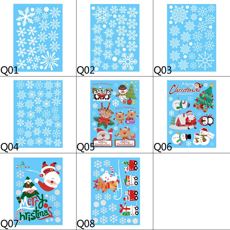Multiple styles Christmas Snowflake Window Sticker Christmas Tree Santa Wall Sticker For Xams Shopping Mall Window Home Ornament