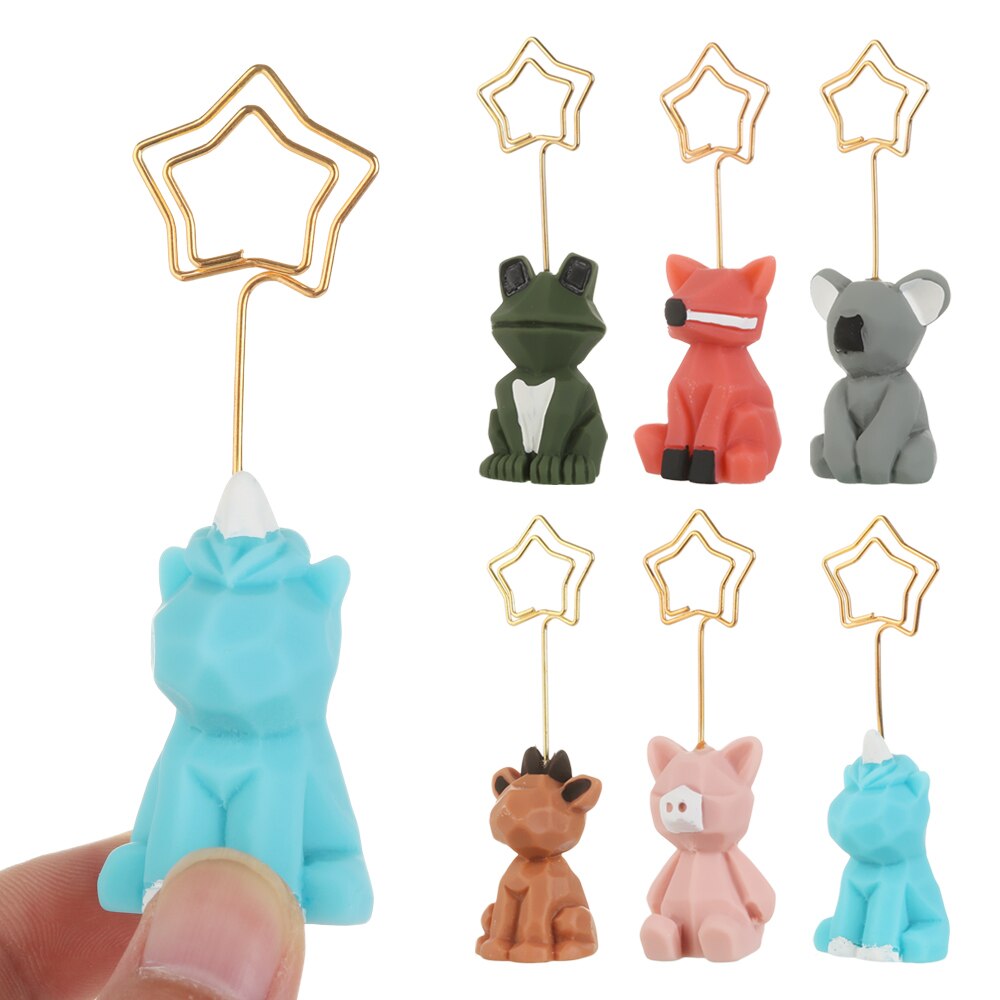 1pc Cute Animal Photo Paper Clip Holder Desk Name Card Memo Clip Wedding Favors Card Decoration Birthday Desk Accessories