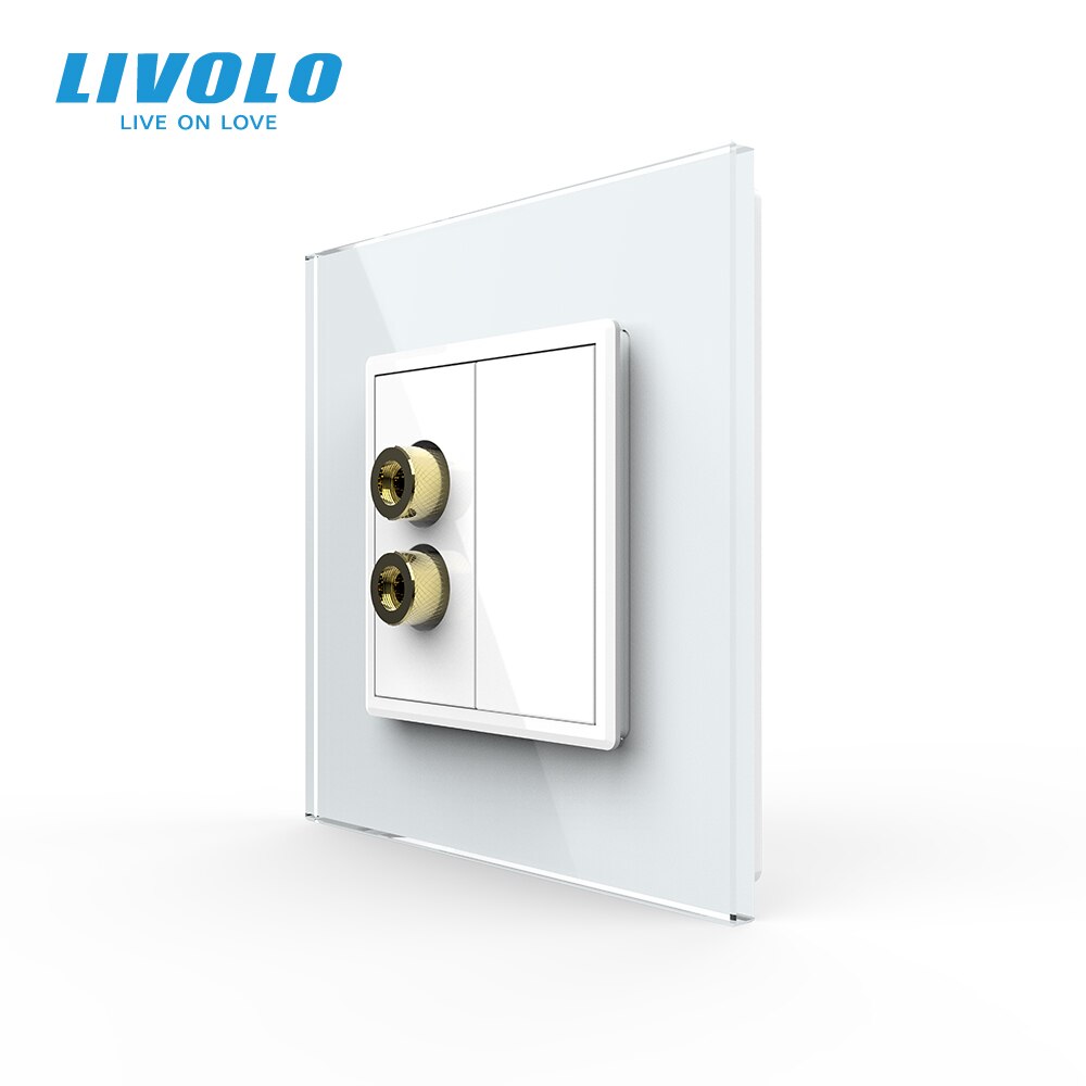 Livolo-enchufe de pared con Panel de cristal, enchufe de sonido estándar europeo: Single White