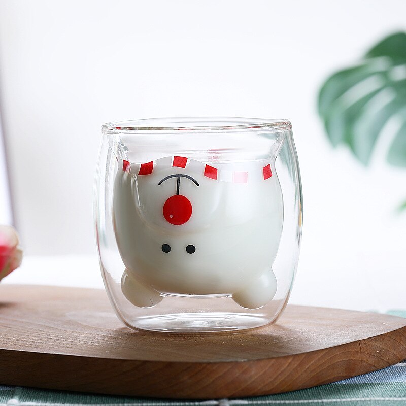 Cat Claw/Paw Cup Double Glass Coffee Mug Cartoon Cute Cat Milk Juice Cup Home Office Cafe Tazas Best for Festival KEDICAT: Auburn