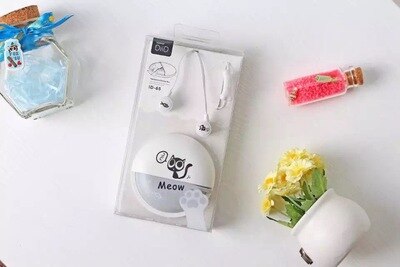 Diid Creatieve Cartoon In-Ear Hoofdtelefoon Kat Praten Met Een Microfoon Headset Stijl Raakte De ID65: WHITE