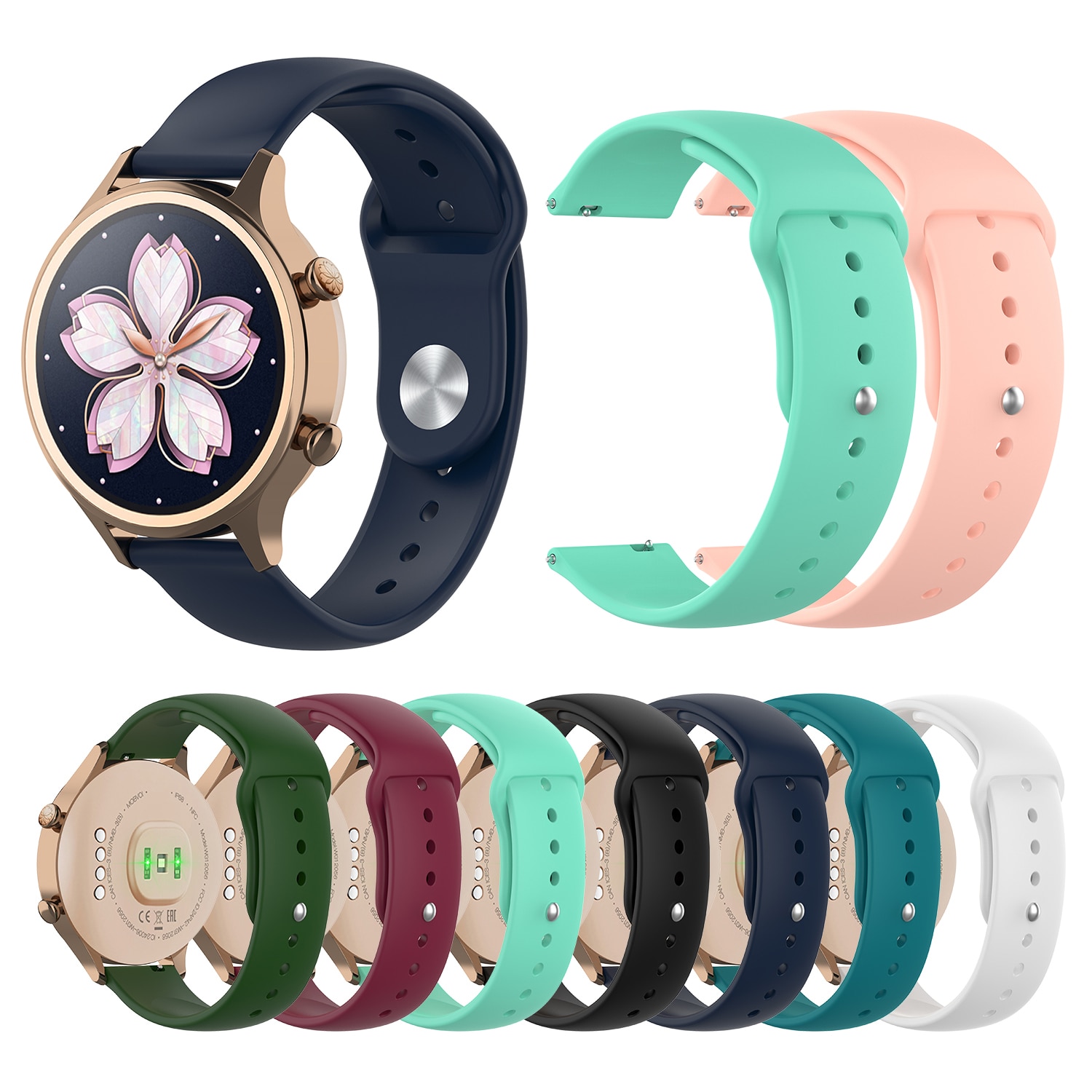 18mm Silicone Wrist Band Strap for Ticwatch c2 Rose Gold Version Watchband Silicone Wrist Strap 18mm for huawei S1/ B5/fit/watch