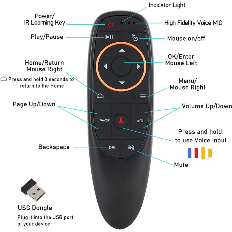 G10S Air Mouse pilot głosowy 2.4G bezprzewodowy żyroskop nauka na podczerwień dla H96 MAX X88 PRO Android TV Box HK1
