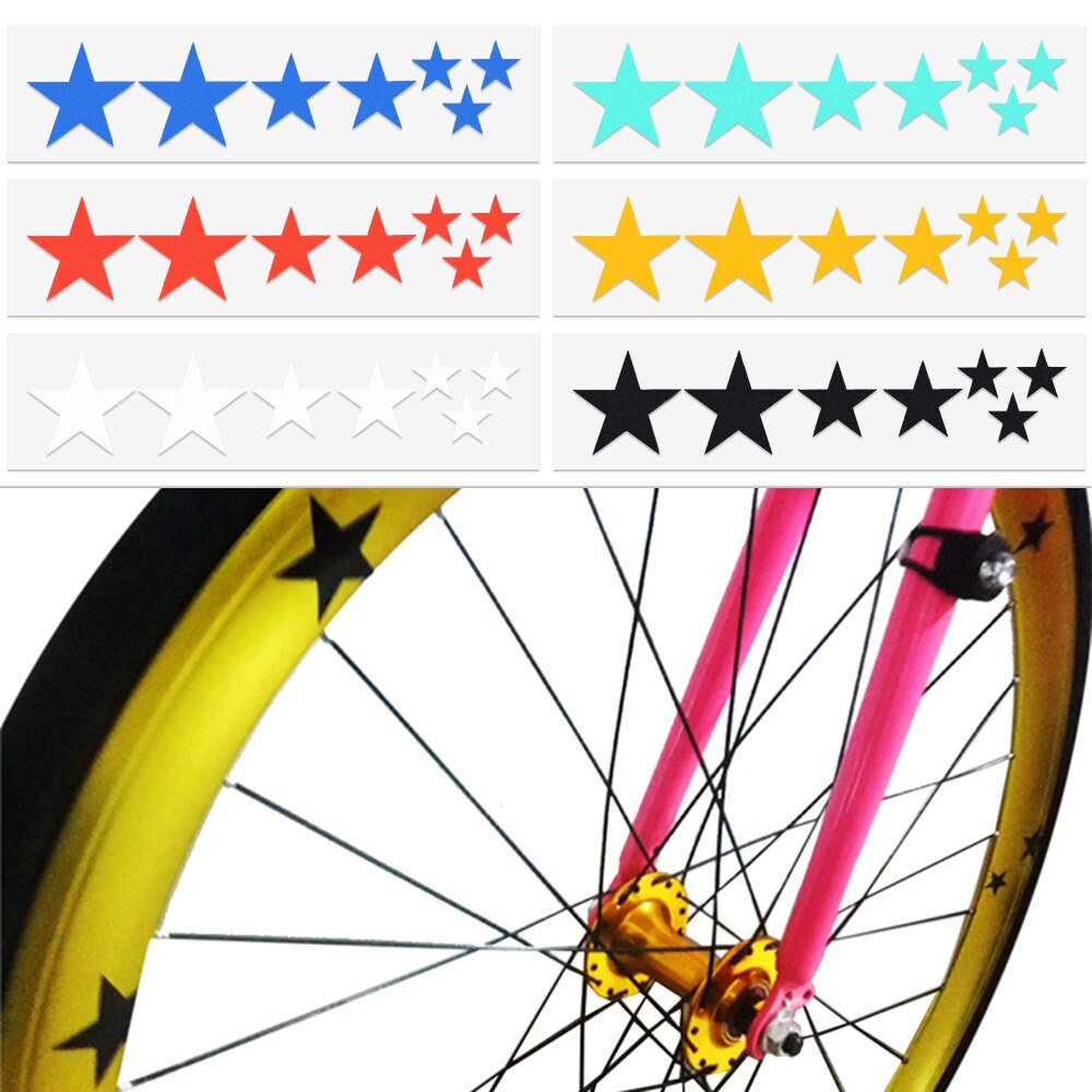 2 Sheets Mountain Bike Reflective Stickers Frame Wheel Rim Sticker Fluorescent Stars MTB Bicycle Reflector Decal Accessories