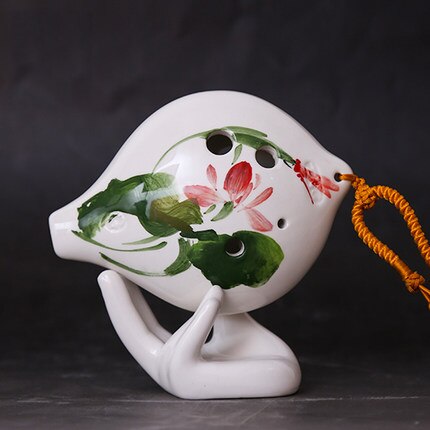 TNG – Ocarina en forme de cœur, croquis à main libre, fleur faite à la main, 6 trous en céramique, Instruments de musique pour débutants: SC Lotus