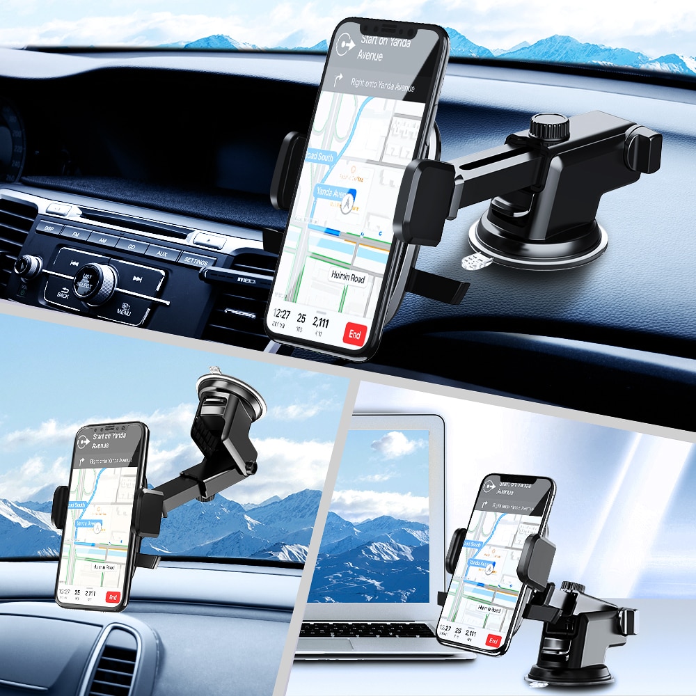 MEIDI Car Phone Holder Dashboard Mount Windshield Suction Holder 360 rotation Auto Bracket for mobile smart phone