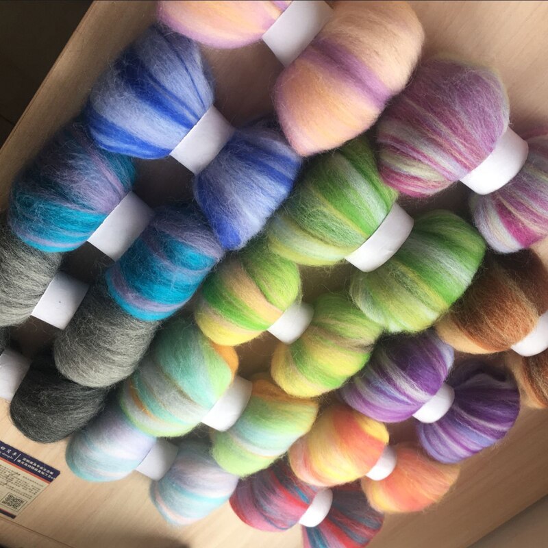 WFPFBEC 70 S wol voor vilten gekamd 100% wol merino vilt in handwerken wol roving DIY set 5 g/zak 14 kleuren