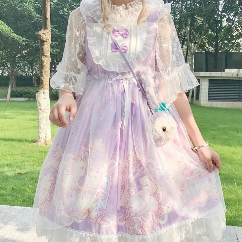 Kawaii lolita kjoler til cos loli pige sød fe tøj japansk jsk under blonde skjorte gotisk victoriansk robe lolita