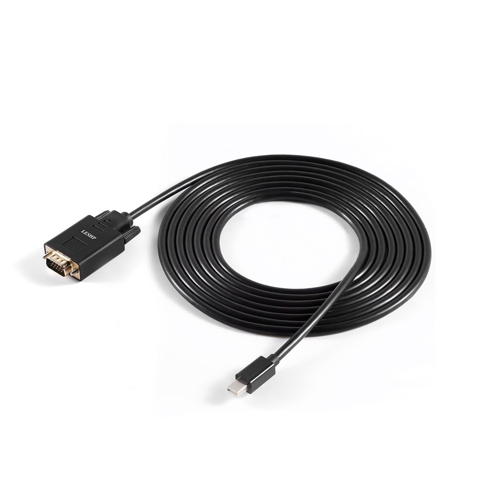 Leshp 1080P Mini Dp Naar Vga Mini Displayport Naar Vga Kabel 1080P Video Kabel Glod Plated (6FT, zwart)