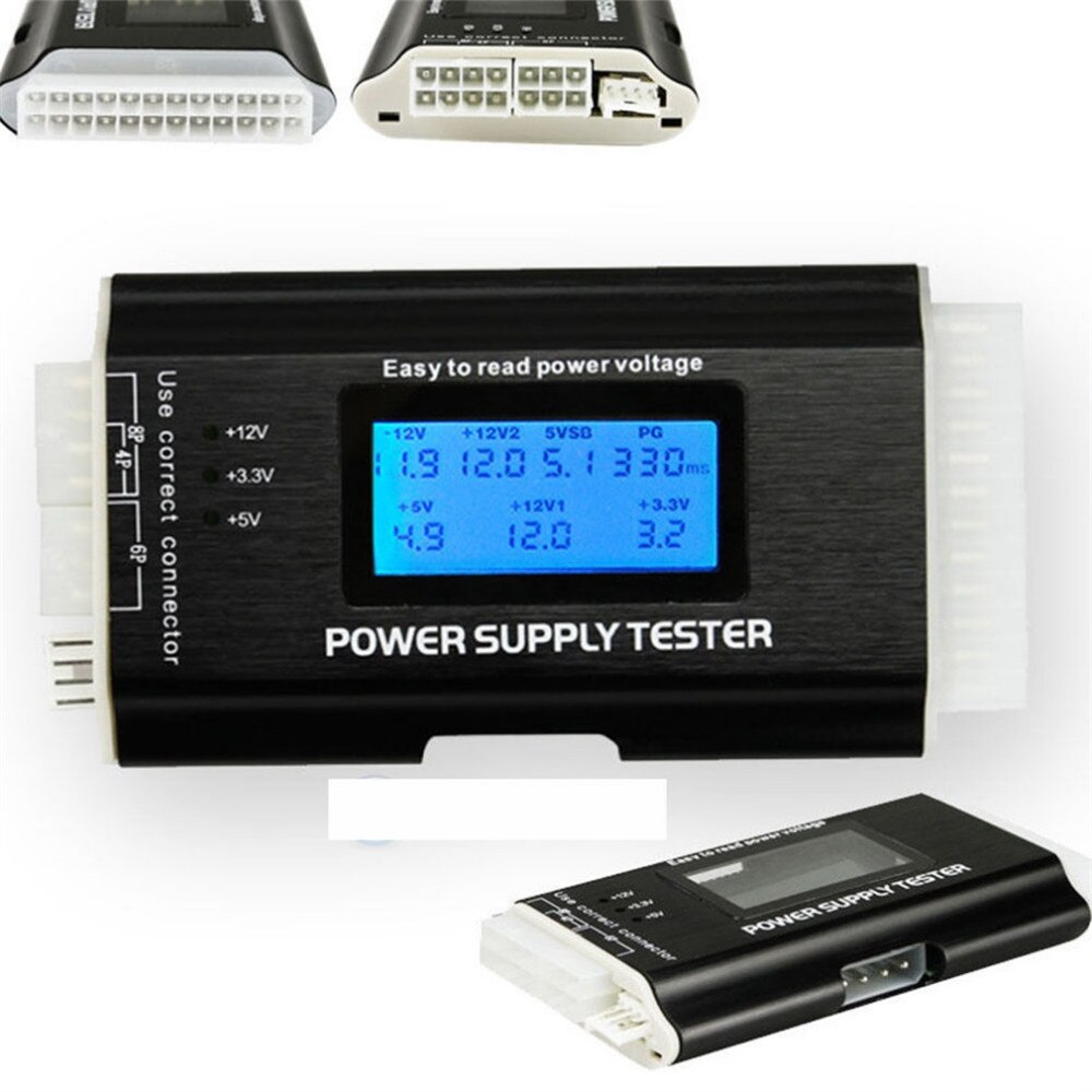 SD power supply tester for PC-power supply/ATX /BTX /ITX compliant LCD Display SATA HDD Tester 20/24 pin