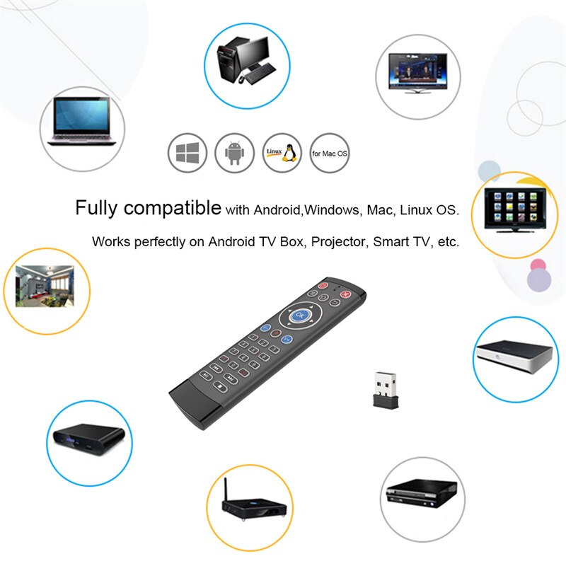 Gyroscope Remote Control Smart 2.4GHz Wireless Voice Control Fly Air Mouse Remote For Android Box TV PC Windows And MacOS, Linux
